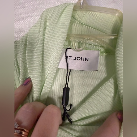 St. John Turtleneck Stretch Top Ribbed Long Sleeve Light Green Size XS - Picture 3 of 8